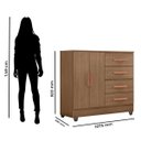 Ver imagem 2 de Cômoda Sapateira para Quarto 2 Portas 4 Gavetas Lisa Carvalho Oak