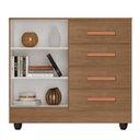 Ver imagem 4 de Cômoda Sapateira para Quarto 2 Portas 4 Gavetas Lisa Carvalho Oak