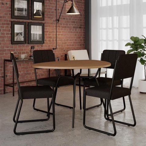 Conjunto Mesa de Jantar Soho Orgânica C/ 04 Cadeiras Next Est.preta - Nogueira e Preto Nogueira e
