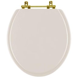 Assento Sanitário Convencional Oval Amendoa para Vaso Ideal Standard com Ferragem Dourada - 1 Assento Sanitário Convencional Oval Amendoa para Vaso Ideal Standard com Ferragem Dourada - 1