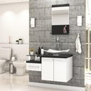 Ver imagem 2 de Conjunto Balcão C-cuba F44 e Espelheira Legno 831 Branco Chess C-nogal Branco Chess C-preto Ônix