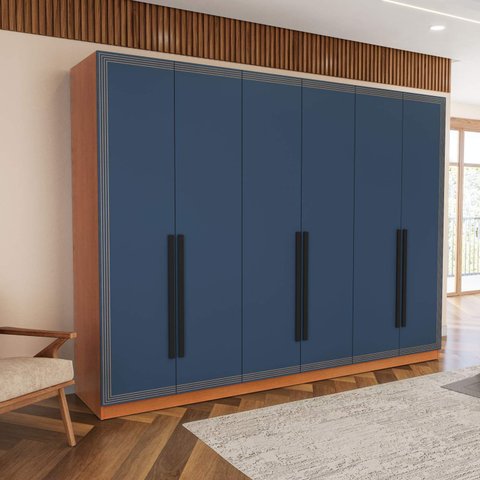 Guarda Roupa Casal 242,1cm com 6 Portas e 4 Gavetas 240834 Valência Politorno Móveis