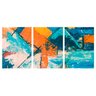 Quadro Abstrato Colorido Cores Frias - Kit 3 telas - 150 x 100 cm - Chassi - 2