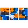 Quadro Abstrato Colorido Azul e Coral - Kit 3 telas - 60 x 40 cm - Branca - 2