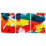 Quadro Abstrato Colorido Cores Quentes - Kit 3 telas - 90 x 60 cm - Chassi - 2