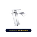 Ver imagem 3 de Torneira de Banheiro Lavatório com Misturador Monocomando de Bancada Luxo Inox Prata Brinovar