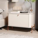 Ver imagem 2 de Mesa de Cabeceira Quarto Tucupí com 1 Porta e Pés de Metal Off White/bronze