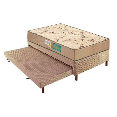 Cama Box c/Auxiliar Solteiro: Colchão Espuma Polar D33 Pérola Clean + Base CRC Rústico Clean(88x188)