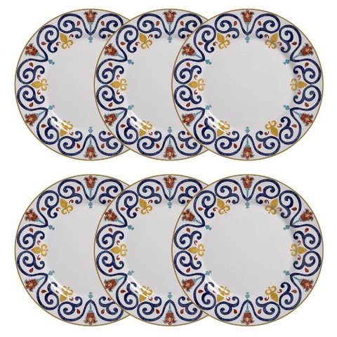 Conjunto de 6 Pratos Rasos Tunísia - 28,5cm