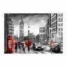 Quadro Londres Vermelho e Preto Horizontal - Tela Única - 90 x 60 cm - Chassi - 2