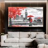 Quadro Casal Londres Vermelho e Preto - Tela Única - 200 x 120 cm - Branca - 1