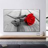 Quadro Flor Rosa Vermelha Horizontal - Tela Única - 120 x 90 cm - Chassi - 1
