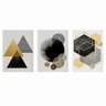 Quadro Abstrato Geométrico Amarelo e Preto Moderno - Kit 3 telas - 60 x 40 cm - Preta - 2
