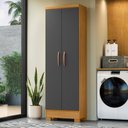 Ver imagem 1 de Armário de Lavanderia Multiuso com 2 Portas 60,4cm Multimóveis CR30065 Madeirado/Cinza