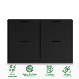 Sapateira Preta Horizontal Basculante Madeira 24 Pares Basil - 3
