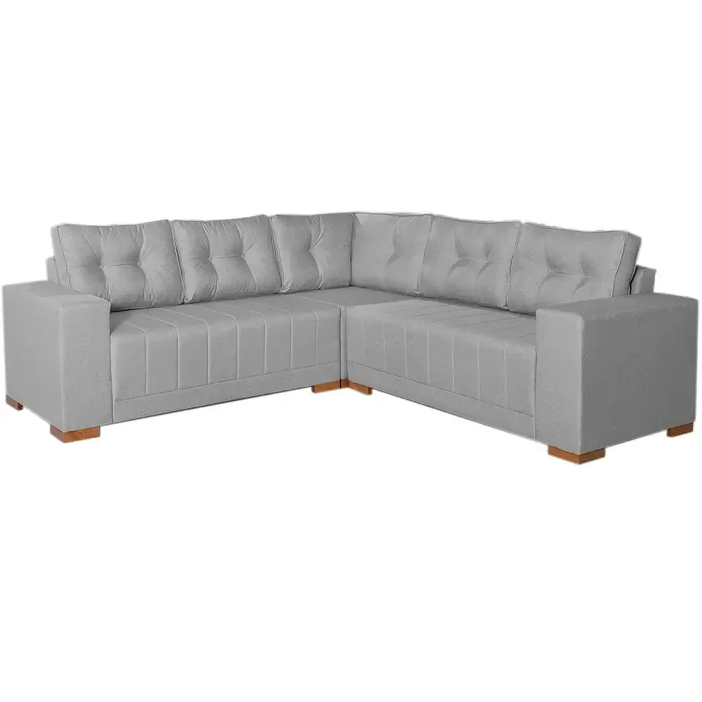 Sofá de Canto Bonfim 7 Lugares 236cm X 236cm Tecido Linho Lufer Cor Cinza - 1