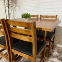 Ver imagem 2 de Conjunto Fixo 110x70 Mesa com 4 Cadeiras Estofado Cor:mel