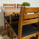 Ver imagem 3 de Conjunto Fixo 110x70 Mesa com 4 Cadeiras Estofado Cor:mel