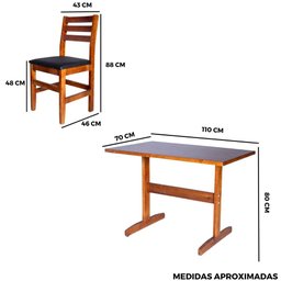 Conjunto Fixo 110x70 Mesa com 4 Cadeiras Estofado Cor:mel - 4