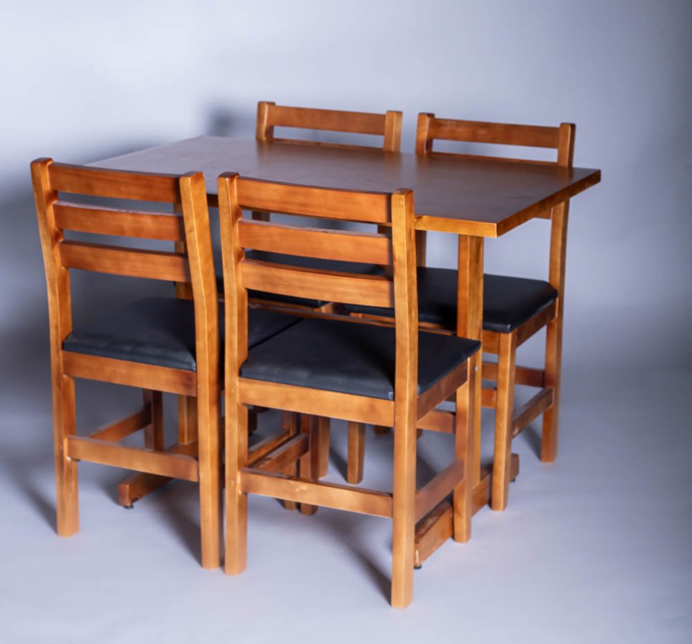 Conjunto Fixo 110x70 Mesa com 4 Cadeiras Estofado Cor:imbuia - 3