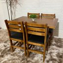 Ver imagem 1 de Conjunto Fixo 110x70 Mesa com 4 Cadeiras Estofado Cor:mel