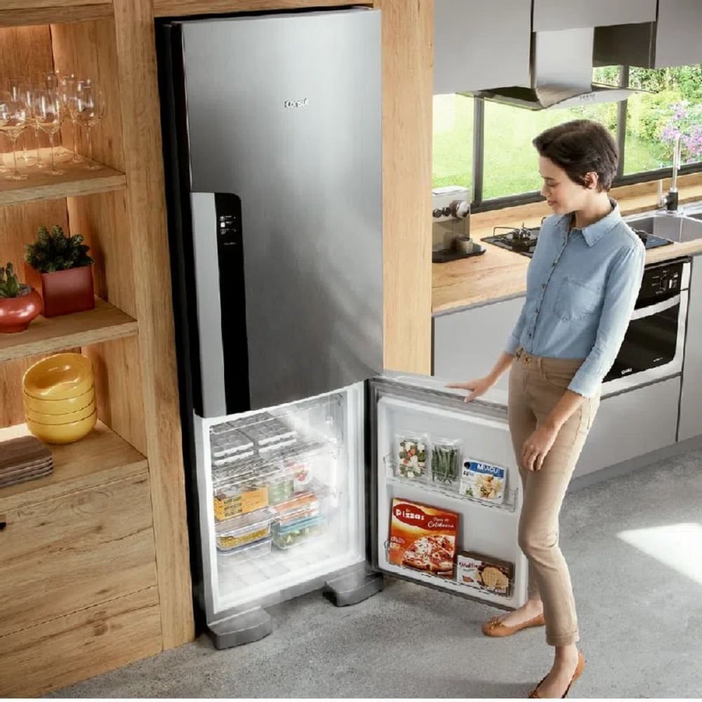 Refrigerador Consul 397 Litros Frost Free Duplex Evox Inox com Freezer Embaixo Cre44bk - 220 Volts - 9