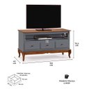 Ver imagem 4 de Rack para Sala com Pés Luis Xv 60501 Linz Móveis 3 Gavetas e Nicho - Cinza/imbuia Glazer