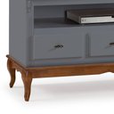 Ver imagem 2 de Rack para Sala com Pés Luis Xv 60501 Linz Móveis 3 Gavetas e Nicho - Cinza/imbuia Glazer