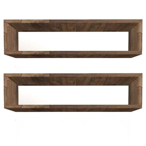 Kit 2 Nicho Retangular Madeirado 30x20x10p Mdf Decorativo