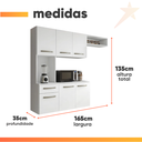 Ver imagem 3 de Armário de Cozinha Completa Suspenso com Balcão 6 Portas 1 Gaveta Belíssima Branco Aramóveis