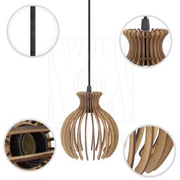 Luminaria Pendente Desmontada Tripla Cq Nacar Madeira Mdf Cor:rústico - 6