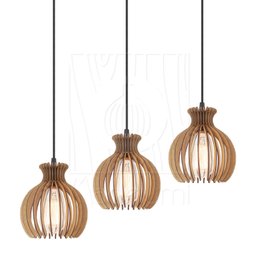 Luminaria Pendente Desmontada Tripla Cq Nacar Madeira Mdf Cor:rústico - 4