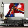 Quadro Abstrato Vermelho e Branco Luxo - Kit 2 telas - 150 x 100 cm - Chassi - 1