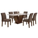 Ver imagem 3 de Conjunto Mesa de Jantar com 6 Cadeiras em MDF/Vidro Casuá Off-White Marrom