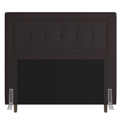 Cabeceira Box King Size 195cm com Tachas e Frame Marrom