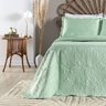 Colcha Cobre Leito Cama Queen Size 3 Peças 200 Fios Angel Feminina Masculino Box Verde Salvia - 1