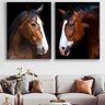Quadro Cavalos Marrom - Kit 2 telas - 90 x 60 cm - Chassi - 1