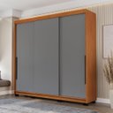 Ver imagem 2 de Roupeiro Lisboa 3 Portas de Correr 4 Gavetas 217x213cm Freijó/Cinza 240846