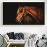 Quadro Cavalo Perfil Fundo Preto- Tela Única - 90 x 60 cm - Chassi - 1
