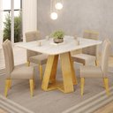 Ver imagem 2 de Mesa Jantar Kiara e 4 Cadeiras Yasmin Cedro Veludo Kraft Dj Moveis