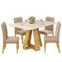 Ver imagem 1 de Mesa Jantar Kiara e 4 Cadeiras Yasmin Cedro Veludo Kraft Dj Moveis