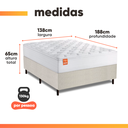 Ver imagem 3 de Cama Box Baú Colchão Casal Molas Ensacadas Real 138x188x68cm Branco / Bege Inducol