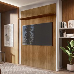 Painel Ripado Siena Sala para TV até 65 Polegadas 180 cm Cedro - 2