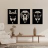 Quadro Cachorros de Terno Divertido - Kit 3 telas - 90 x 60 cm - Preta - 1