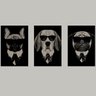Quadro Cachorros de Terno Divertido - Kit 3 telas - 90 x 60 cm - Preta - 2