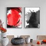 Quadro Abstrato Vermelho Tinta Preto - Kit 2 telas - 150 x 100 cm - Preta - 1
