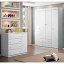 Ver imagem 2 de Jogo de Quarto Infantil Guarda Roupa e Cômoda Elisa Branco - Phoenix Phoenix Baby