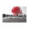 Quadro Paisagem Cinza com Árvore Vermelha - Tela Única - 150 x 100 cm - Branca - 2