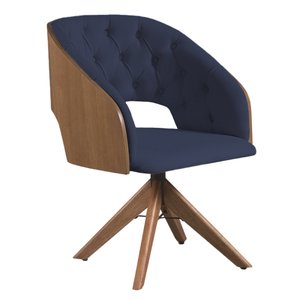 Poltrona Decorativa Giratória Núbia para Sala de Estar Veludo Azul - Mobília Mobília