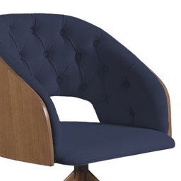 Poltrona Decorativa Giratória Núbia para Sala de Estar Veludo Azul - Mobília Mobília - 2